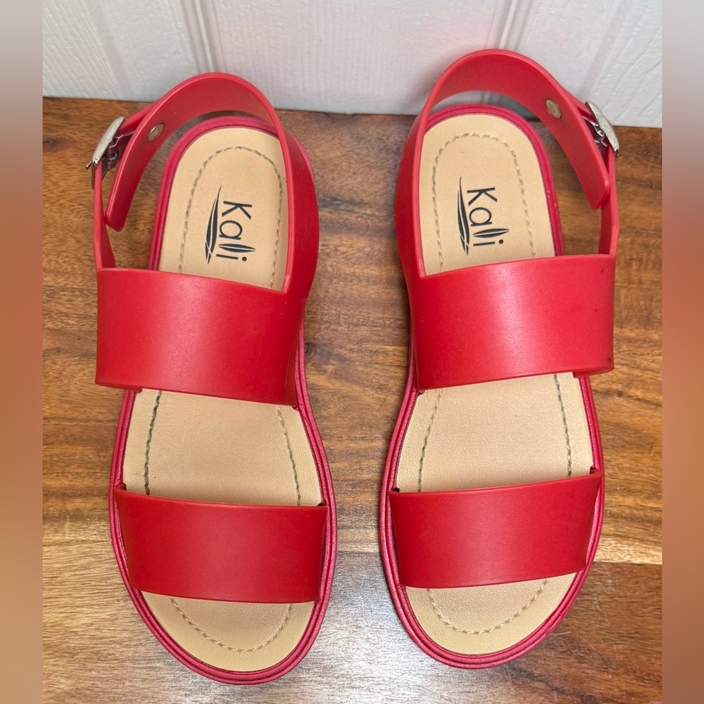 Kali Vibrant Red Double Strap Sandals